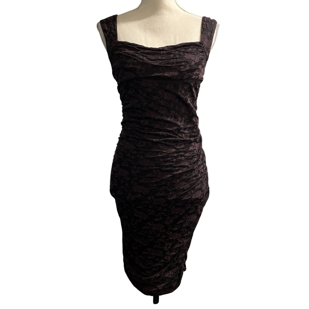 Free People Dress Dark Purple Mesh Bodycon Womens M Back Cut Out Event‎ Party